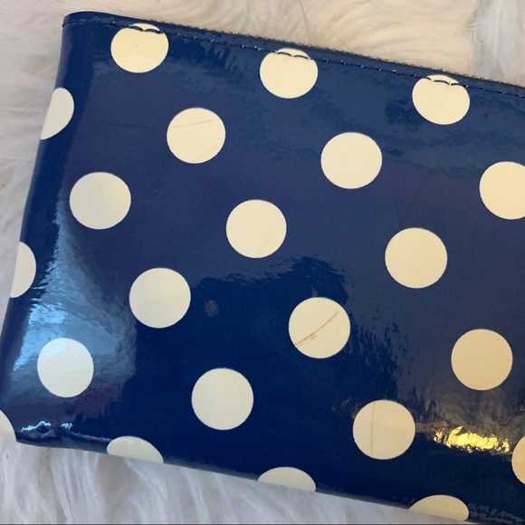 Kate Spade Blue & White Patent Polka Dot Wristlet - Picture 6 of 7